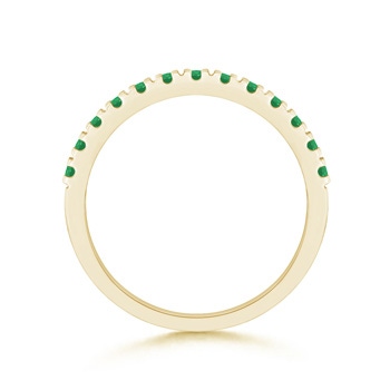 2mm A Unique Prong Emerald Half Eternity Wedding Band in Yellow Gold side-1