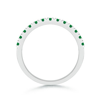 2mm AA Unique Prong Emerald Half Eternity Wedding Band in White Gold side-1
