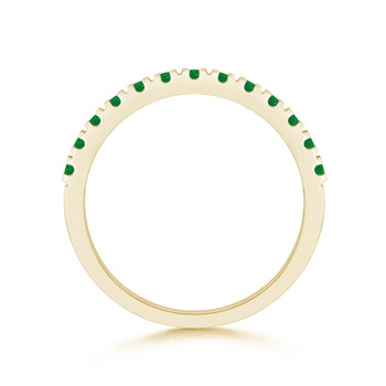 2mm AA Unique Prong Emerald Half Eternity Wedding Band in Yellow Gold side-1