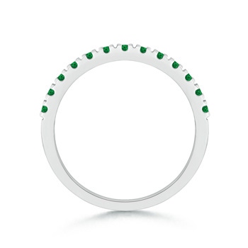2mm AAA Unique Prong Emerald Half Eternity Wedding Band in White Gold Side-1