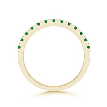 2mm AAA Unique Prong Emerald Half Eternity Wedding Band in Yellow Gold side-1