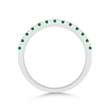2mm AAAA Unique Prong Emerald Half Eternity Wedding Band in White Gold Side-1