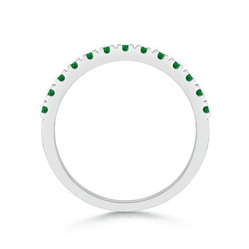 2mm AAAA Unique Prong Emerald Half Eternity Wedding Band in White Gold side-1