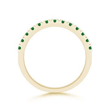 2mm AAAA Unique Prong Emerald Half Eternity Wedding Band in Yellow Gold Side-1