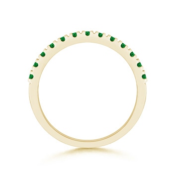 2mm AAAA Unique Prong Emerald Half Eternity Wedding Band in Yellow Gold side-1