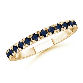 2mm A Unique Prong Sapphire Half Eternity Wedding Band in Yellow Gold 