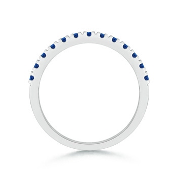 2mm AAA Unique Prong Sapphire Half Eternity Wedding Band in White Gold side-1