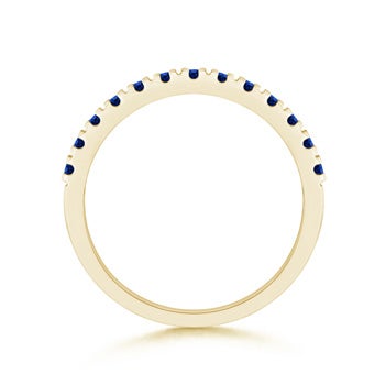 2mm AAAA Unique Prong Sapphire Half Eternity Wedding Band in Yellow Gold - side 1