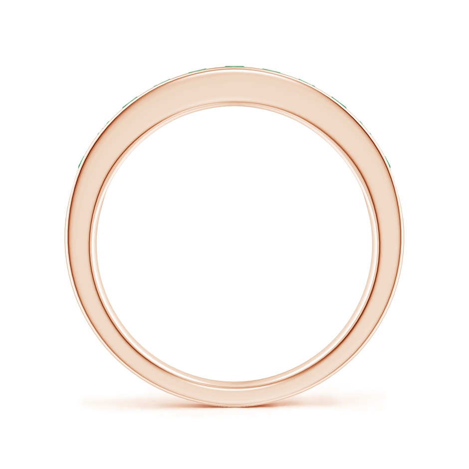 2.1mm A Channel Set Half Eternity Emerald Wedding Band in Rose Gold side 1