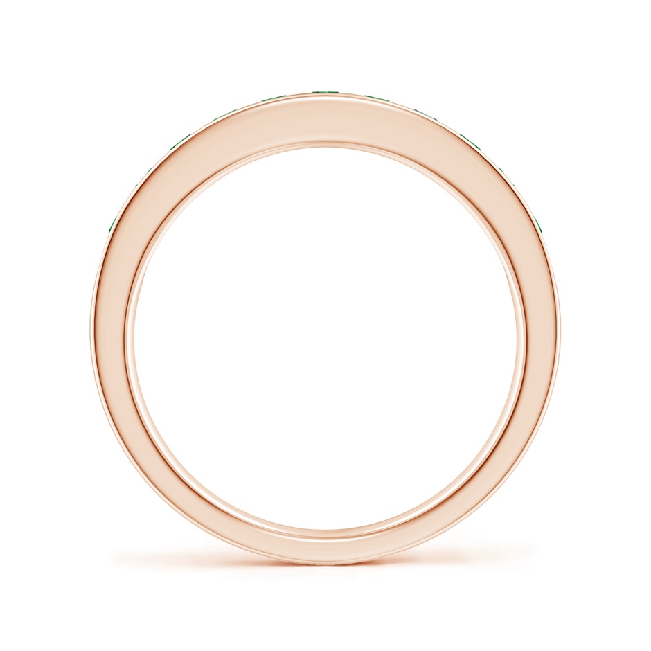 2.1mm AAAA Channel Set Half Eternity Emerald Wedding Band in Rose Gold side 1