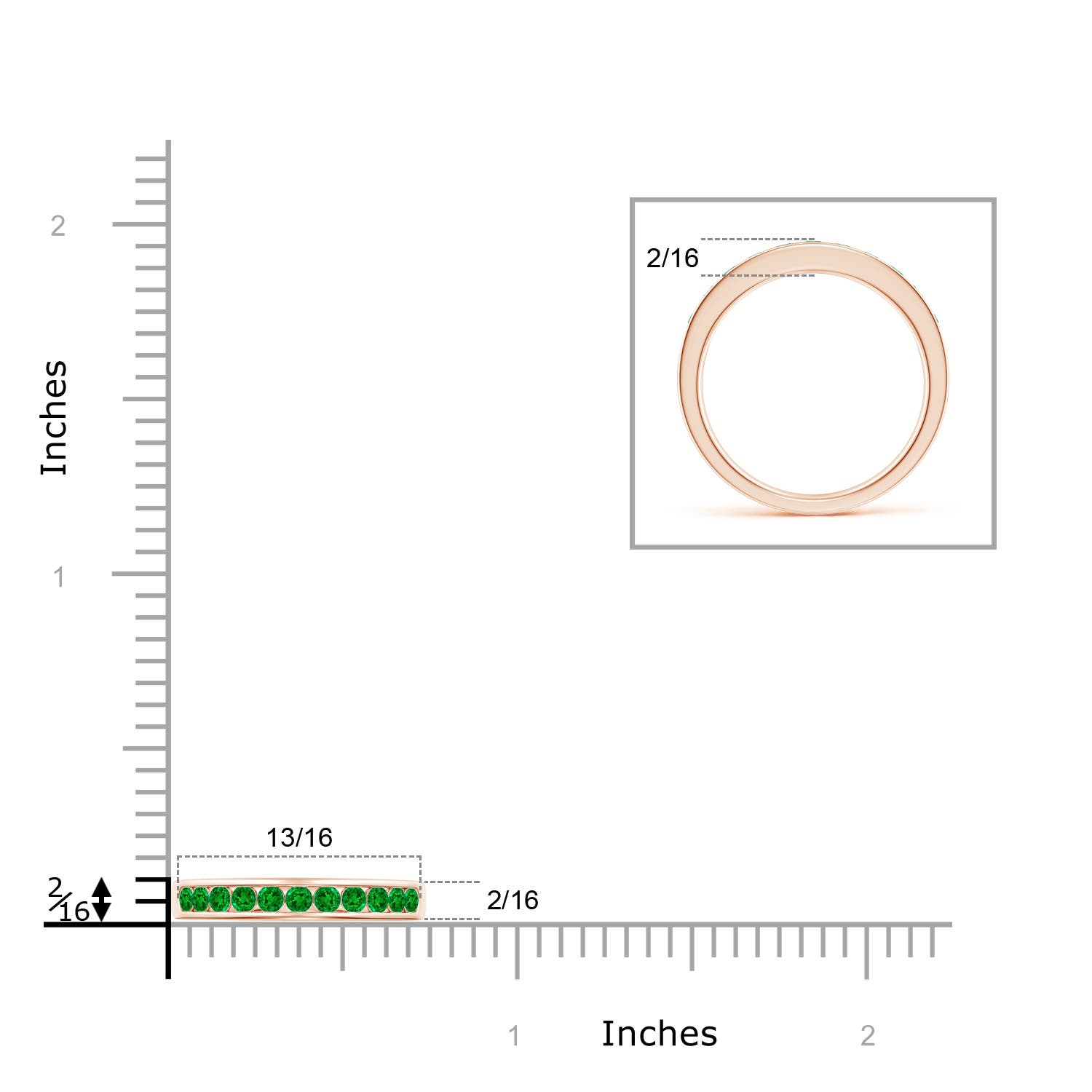 AAAA - Emerald / 0.42 CT / 14 KT Rose Gold