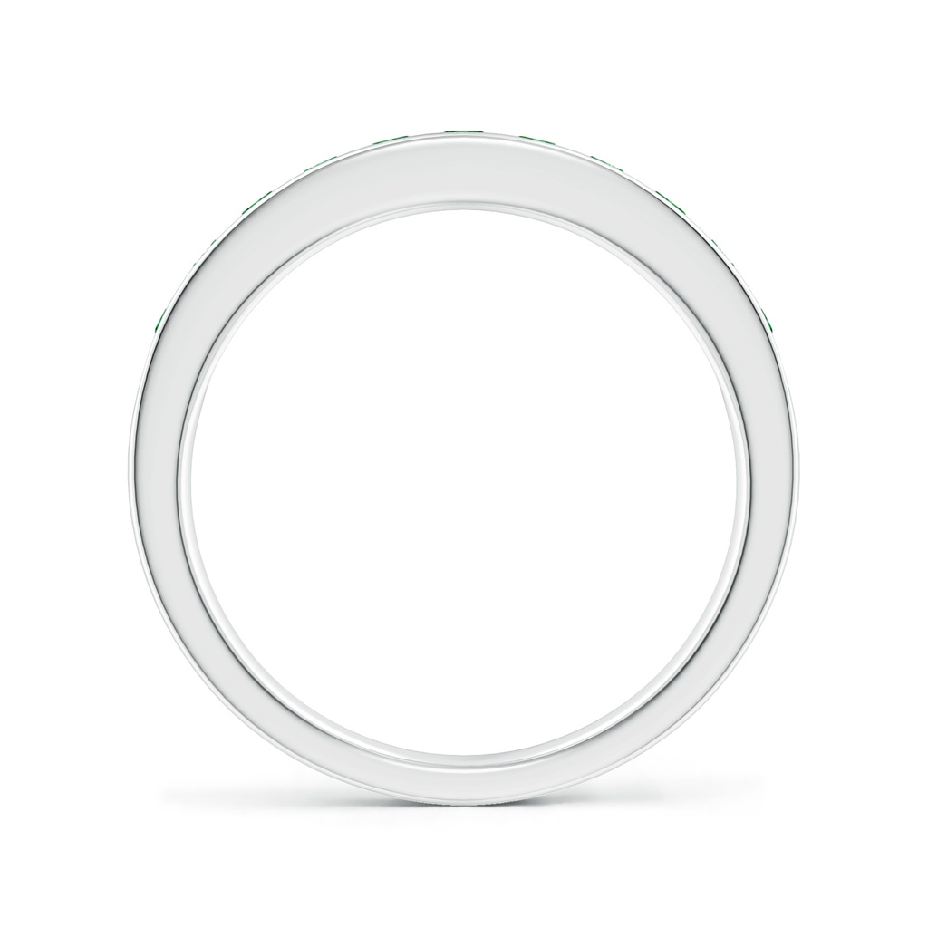 2.1mm AAAA Channel Set Half Eternity Emerald Wedding Band in White Gold - side 1