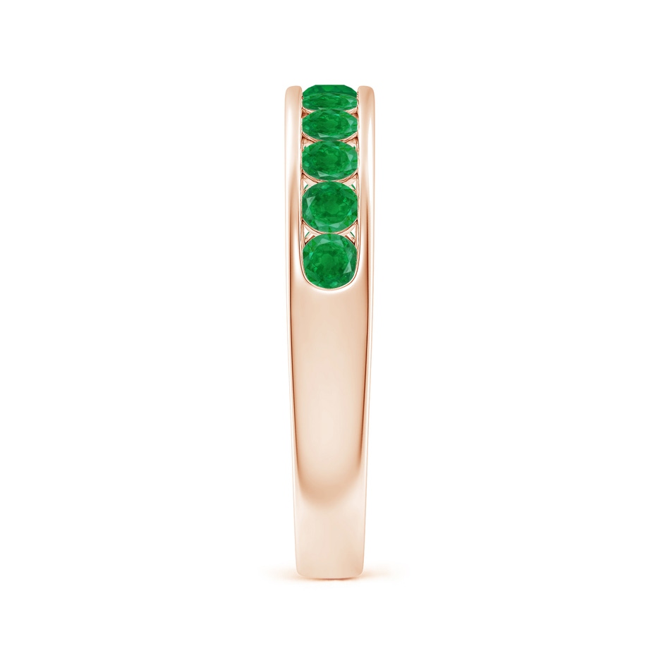 2.5mm AA Channel Set Half Eternity Emerald Wedding Band in Rose Gold side 2