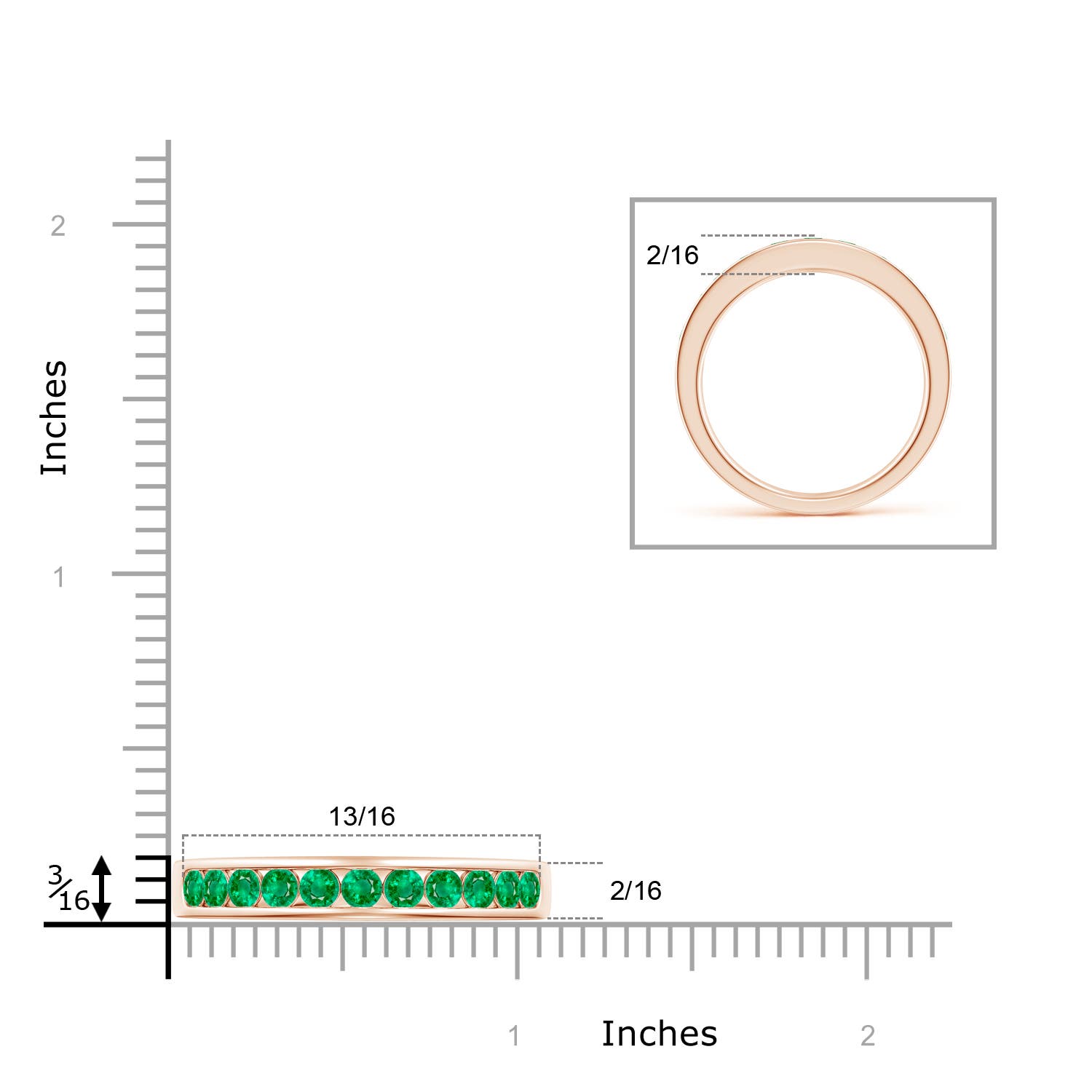 AAA - Emerald / 0.69 CT / 14 KT Rose Gold