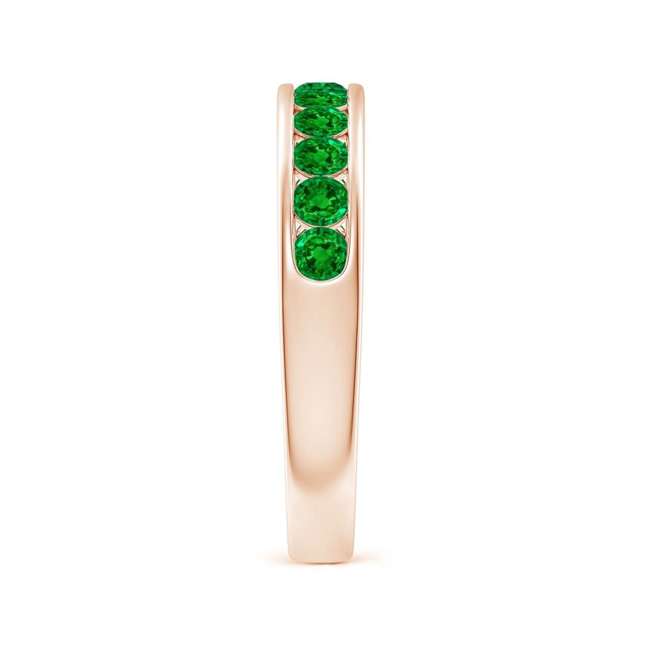 2.5mm AAAA Channel Set Half Eternity Emerald Wedding Band in Rose Gold side 2