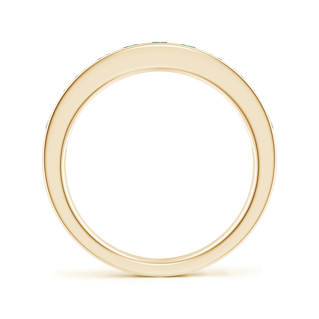 2.5mm AAAA Channel Set Half Eternity Emerald Wedding Band in Yellow Gold - side 1