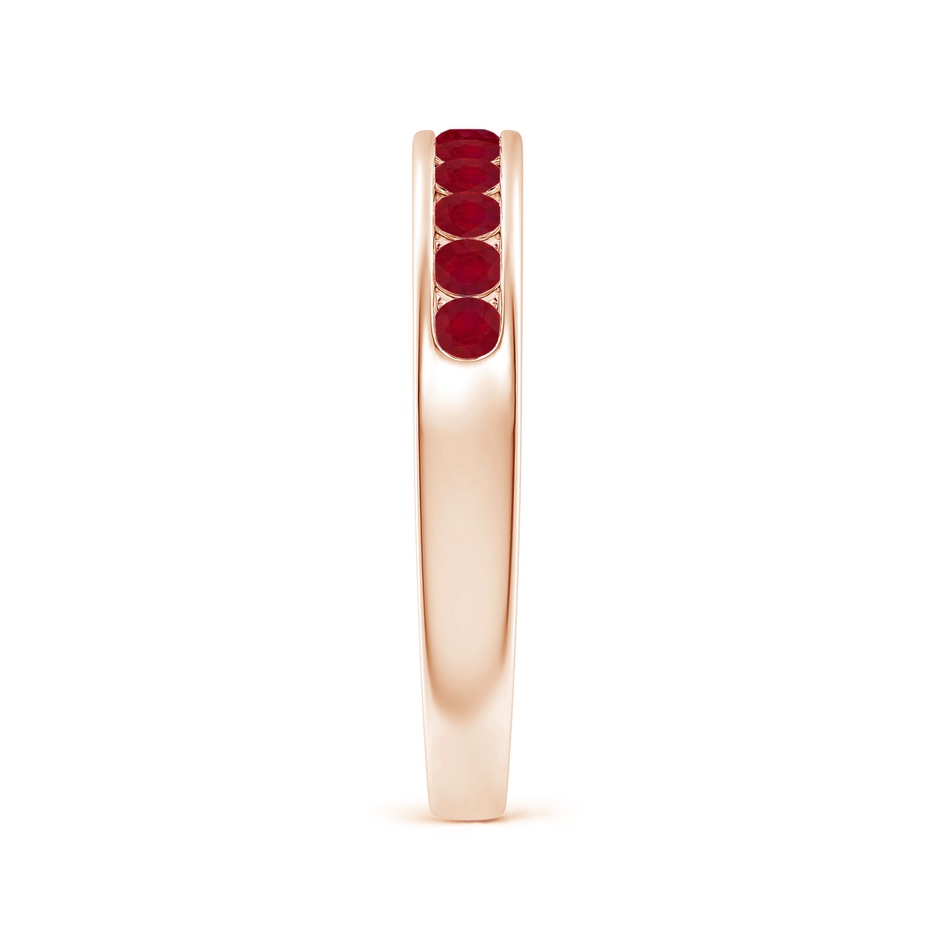 2.1mm AA Channel Set Half Eternity Ruby Wedding Band in 9K Rose Gold side 2