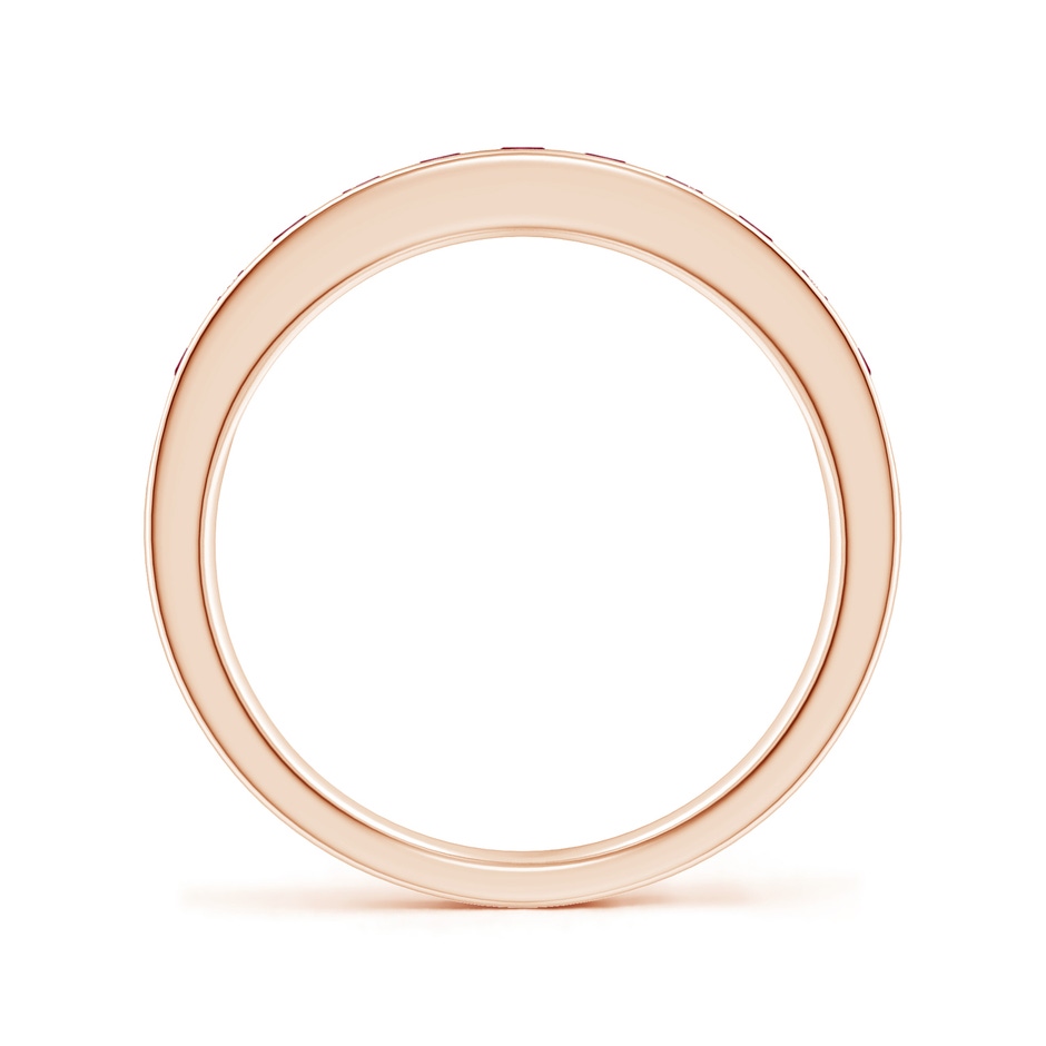 2.1mm AA Channel Set Half Eternity Ruby Wedding Band in Rose Gold side 1