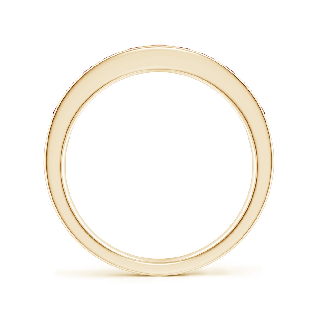 2.1mm AAAA Channel Set Half Eternity Ruby Wedding Band in Yellow Gold - side 1