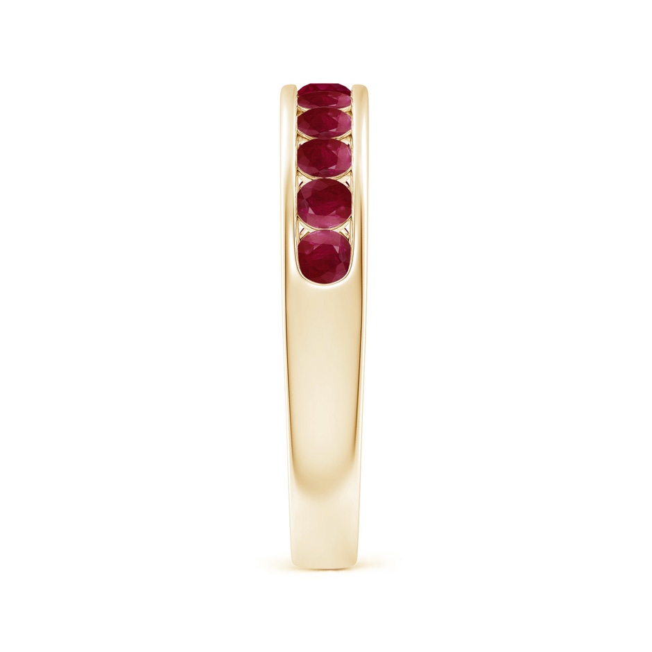 2.5mm A Channel Set Half Eternity Ruby Wedding Band in Yellow Gold side 2