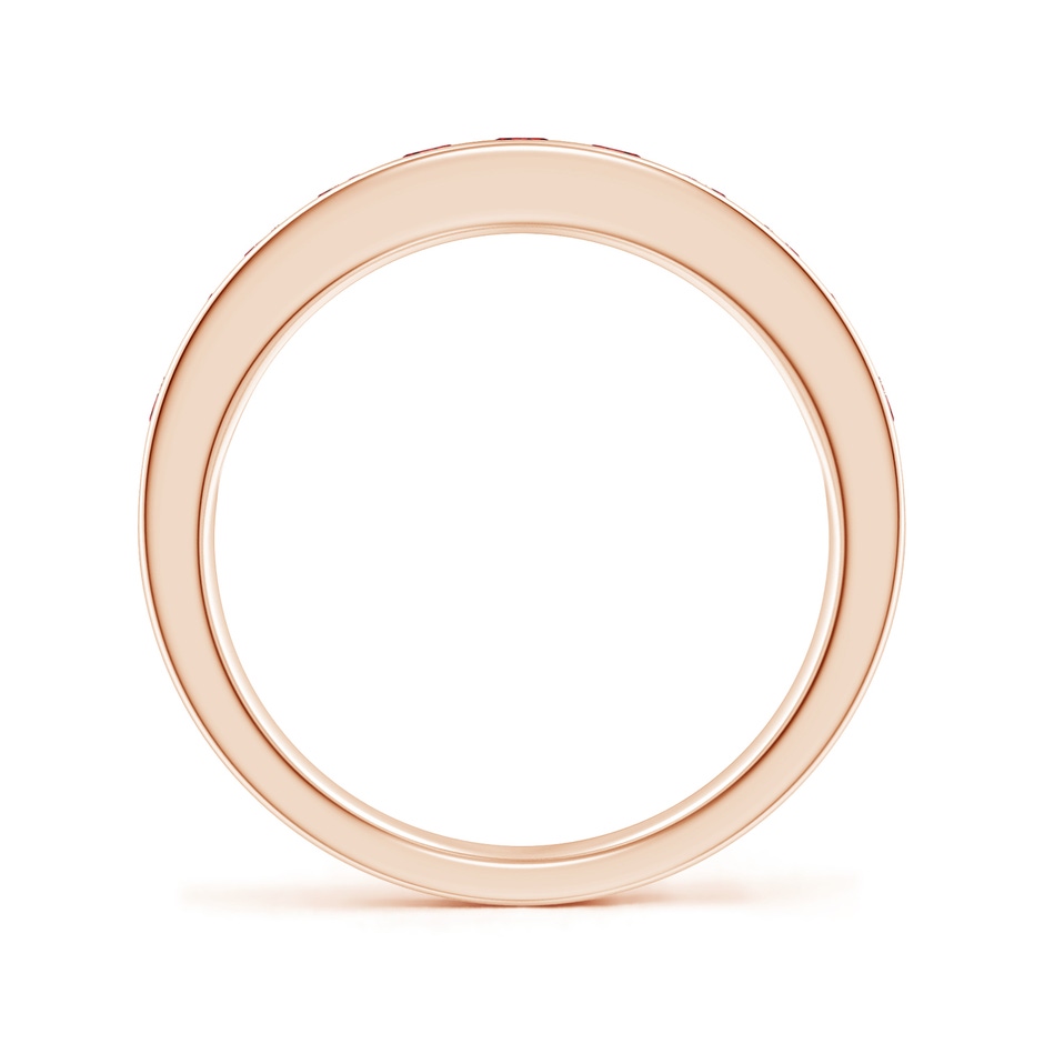 2.5mm AAAA Channel Set Half Eternity Ruby Wedding Band in Rose Gold side 1