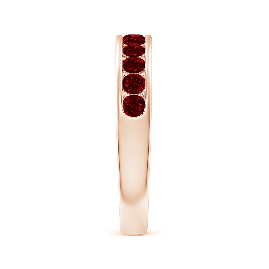 2.5mm AAAA Channel Set Half Eternity Ruby Wedding Band in Rose Gold side 2
