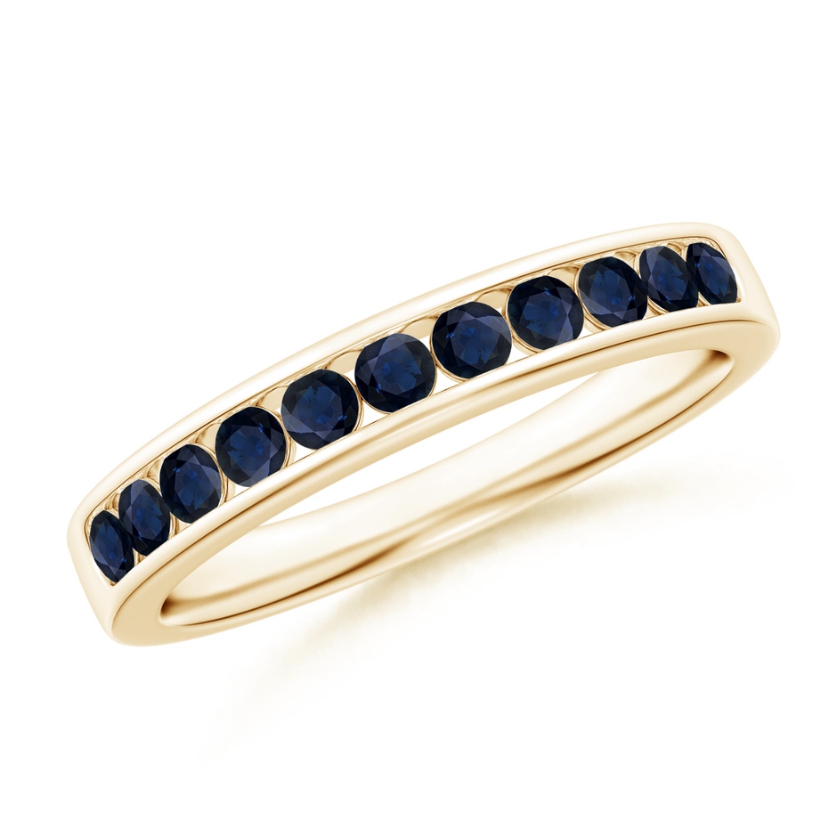 2.1mm A Channel Set Half Eternity Sapphire Wedding Band in Yellow Gold 