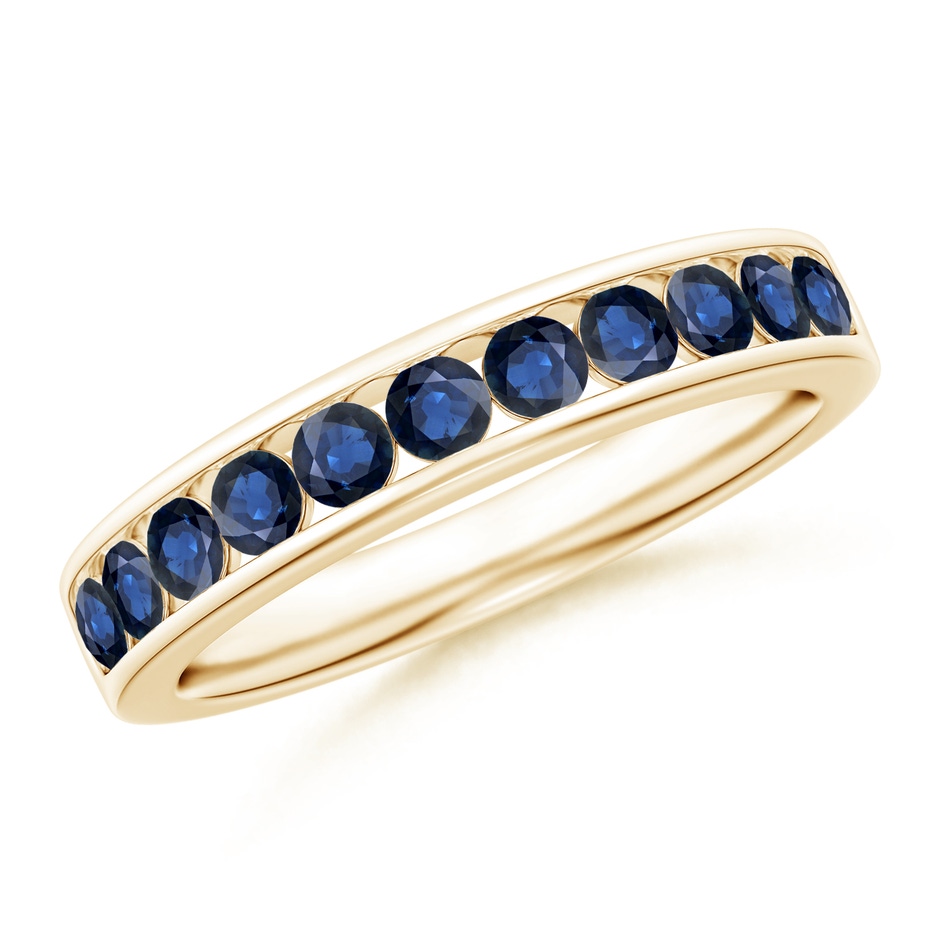 2.5mm AA Channel Set Half Eternity Sapphire Wedding Band in Yellow Gold 
