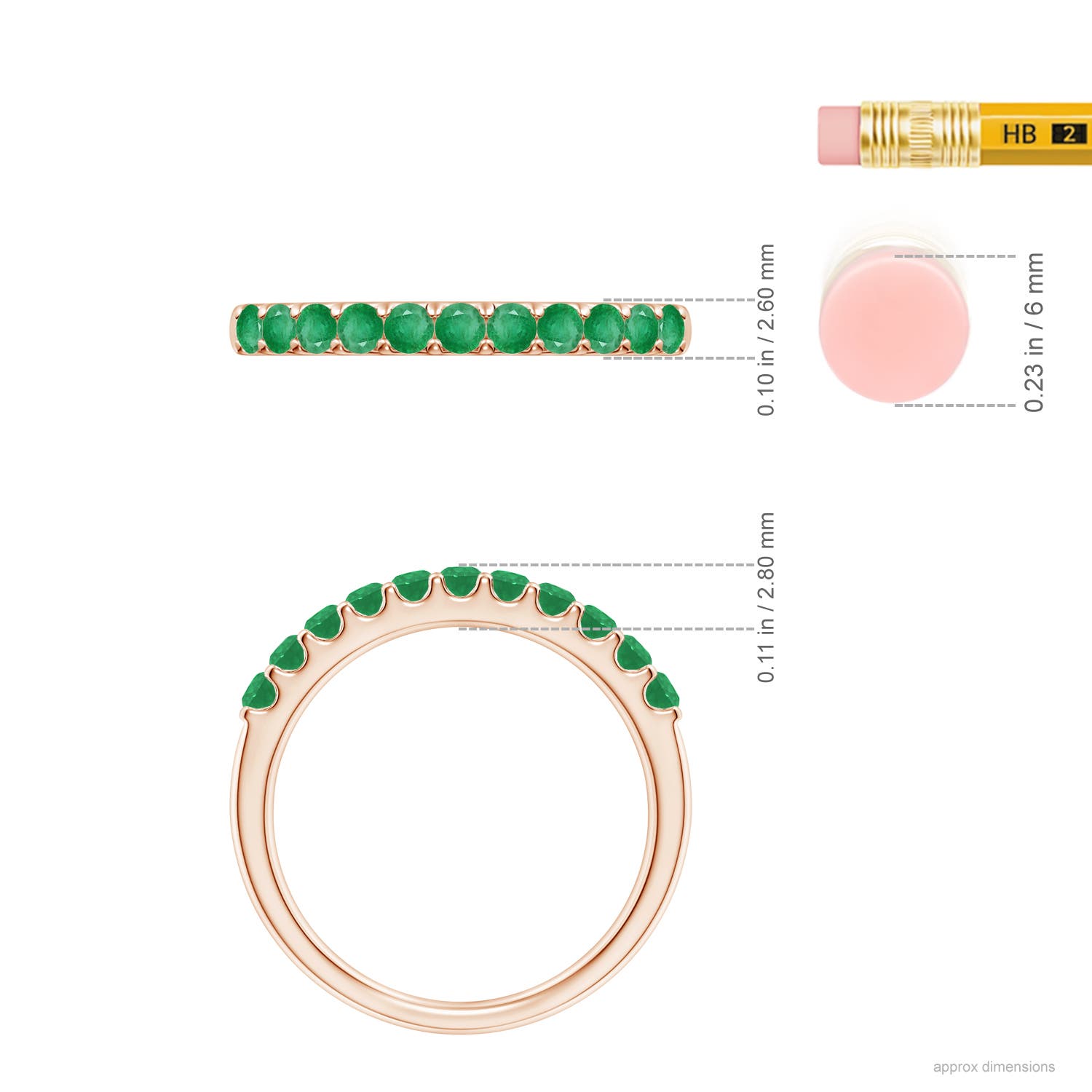 A - Emerald / 0.42 CT / 14 KT Rose Gold