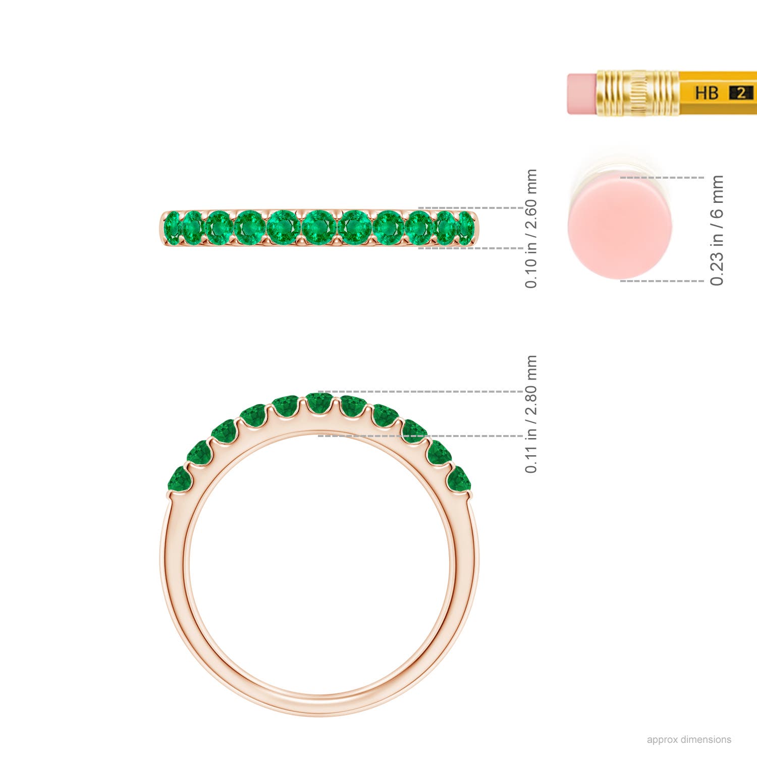 AAA - Emerald / 0.42 CT / 14 KT Rose Gold