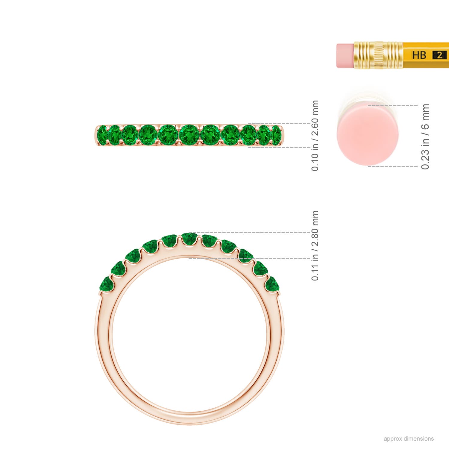 AAAA - Emerald / 0.42 CT / 14 KT Rose Gold