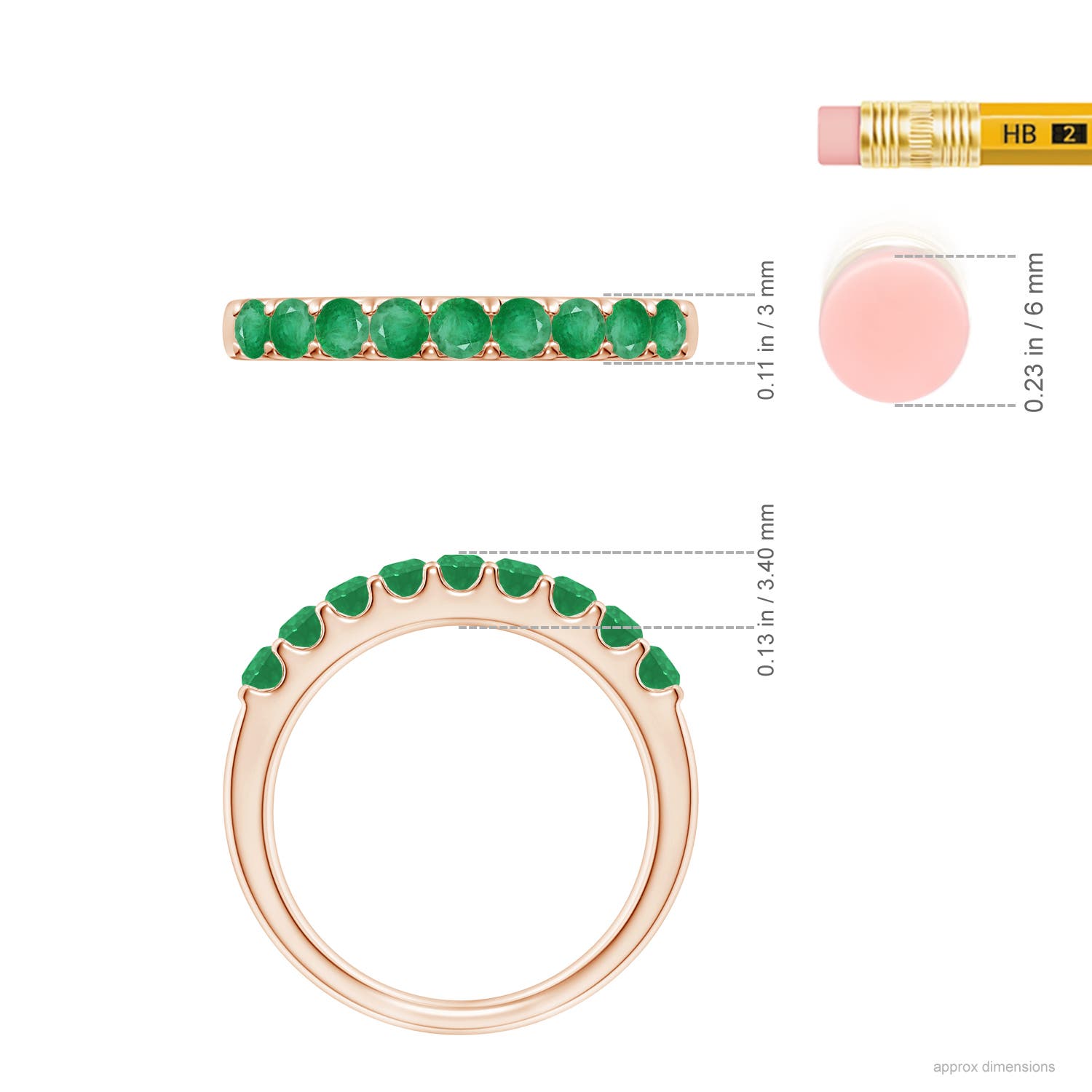 A - Emerald / 0.57 CT / 14 KT Rose Gold