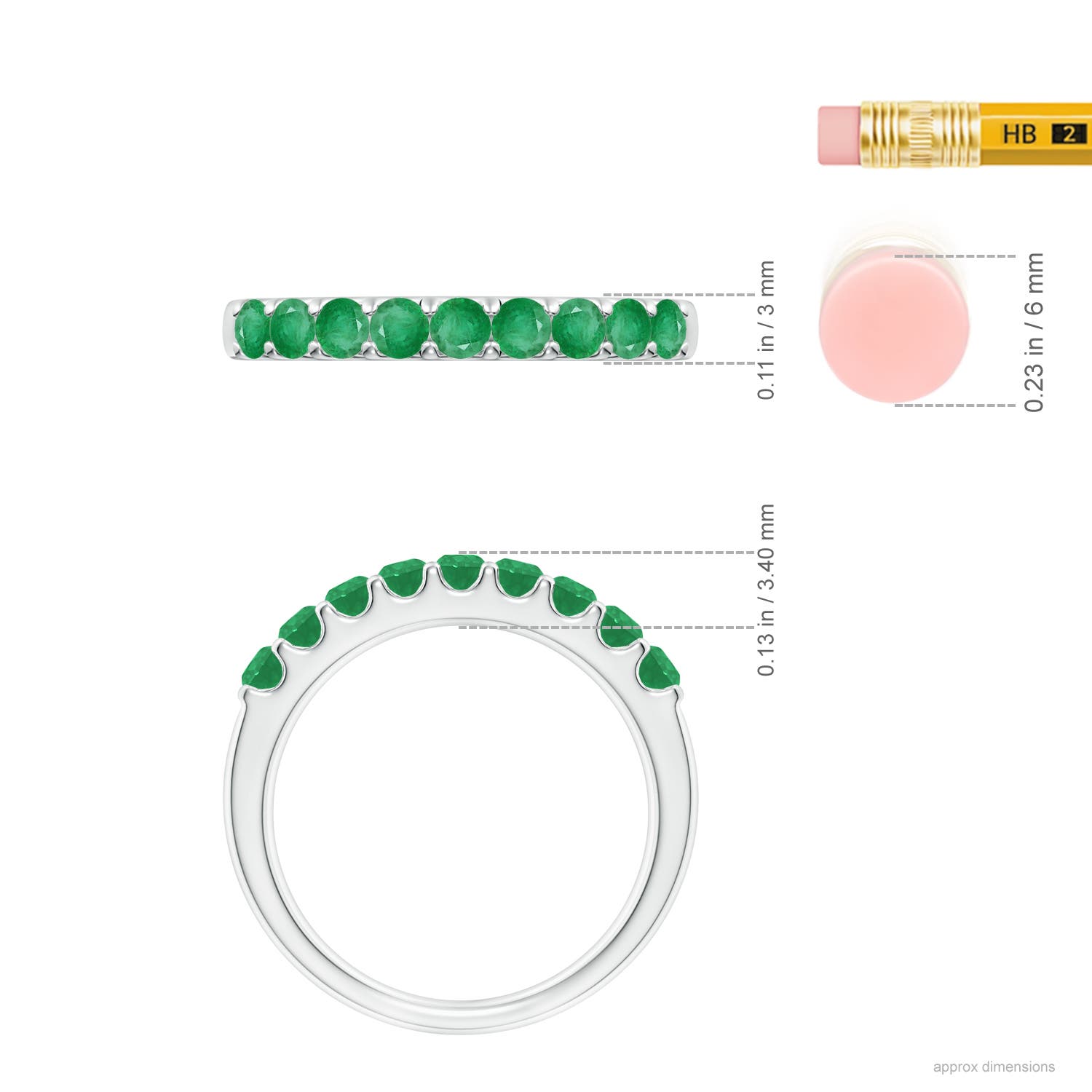 A - Emerald / 0.57 CT / 14 KT White Gold