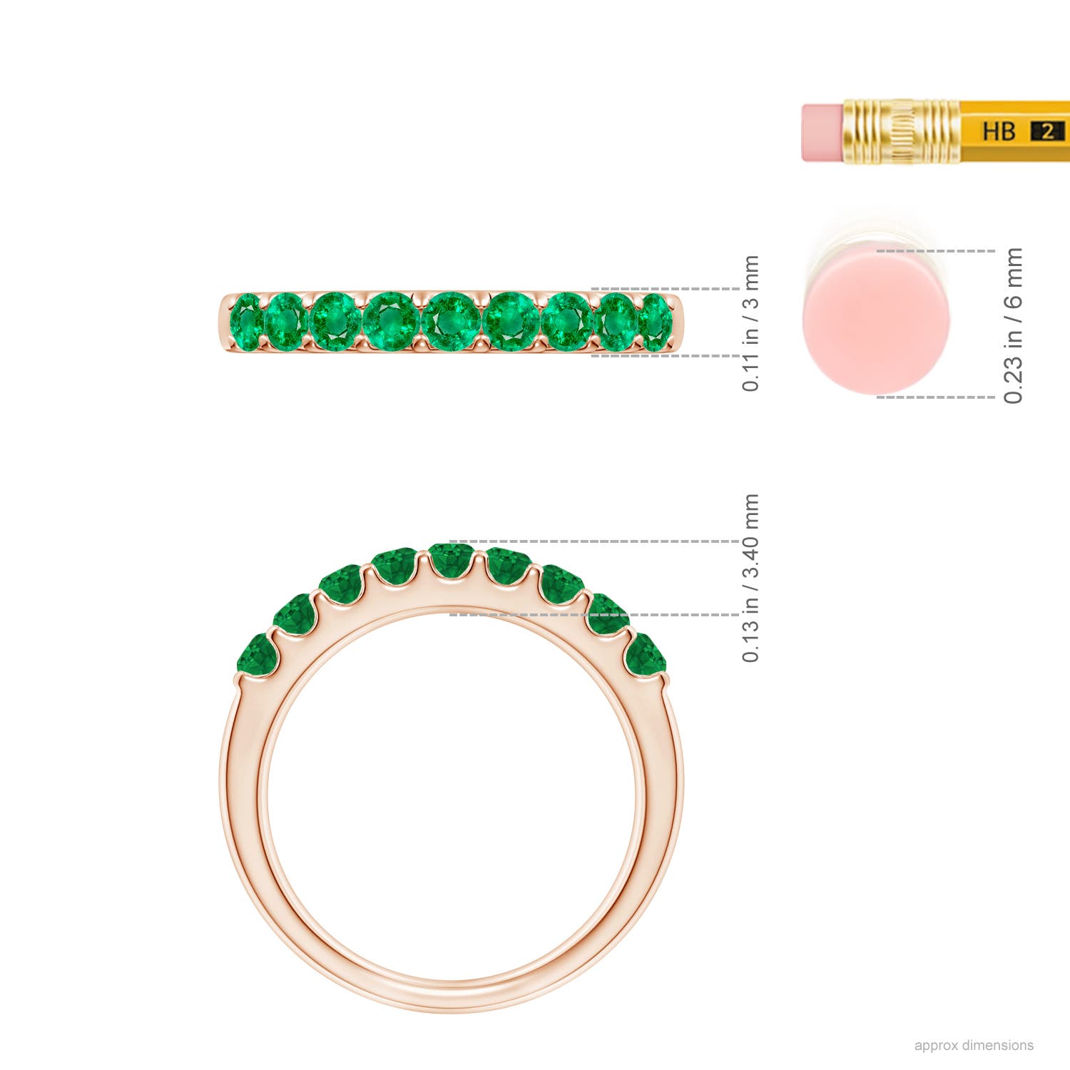 AAA - Emerald / 0.57 CT / 14 KT Rose Gold