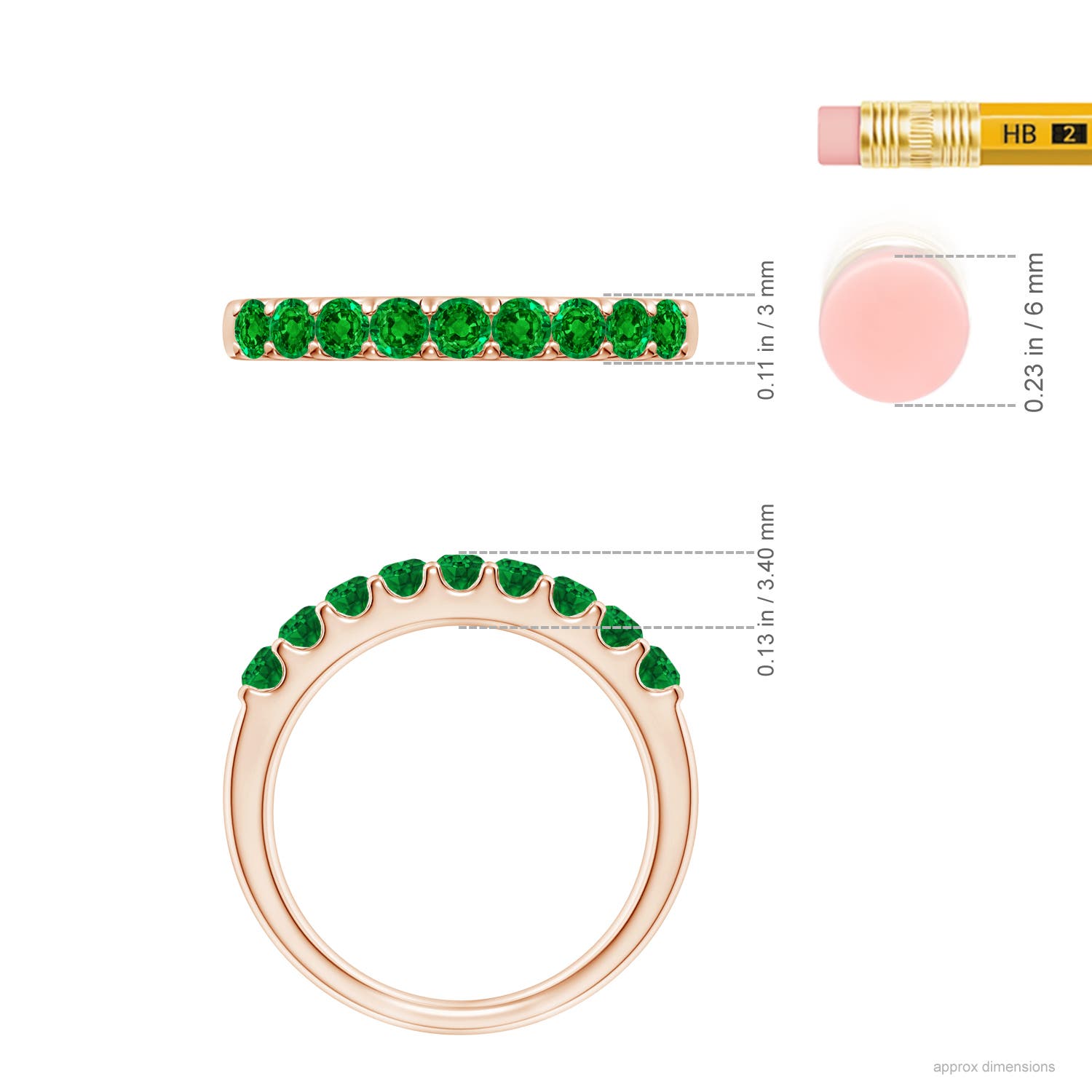 AAAA - Emerald / 0.57 CT / 14 KT Rose Gold