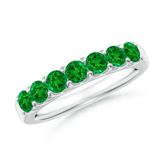 3.1mm AAAA Shared Prong Set Half Eternity Emerald Wedding Band in White Gold