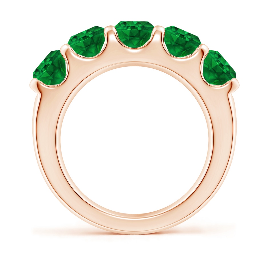 5.5mm AAAA Shared Prong Set Half Eternity Emerald Wedding Band in Rose Gold side 199