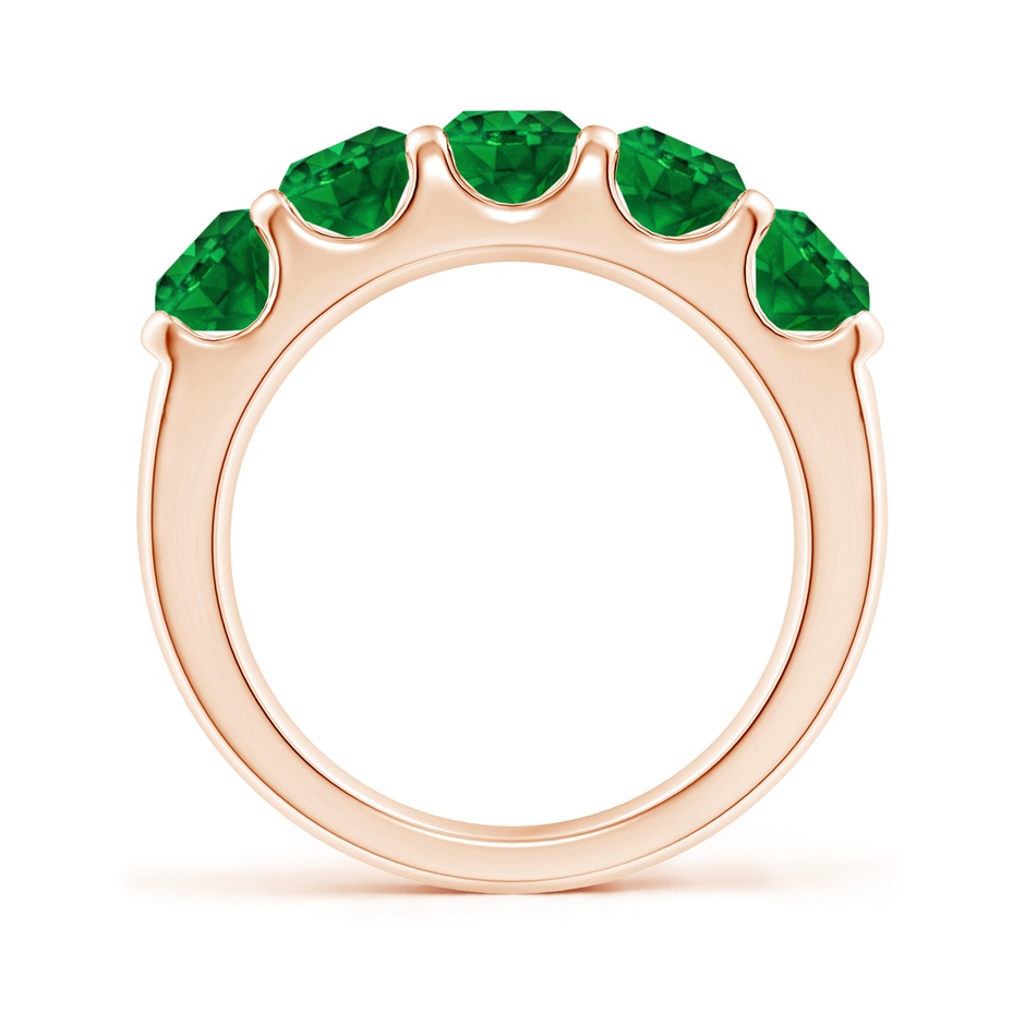 5mm AAAA Shared Prong Set Half Eternity Emerald Wedding Band in Rose Gold side 199
