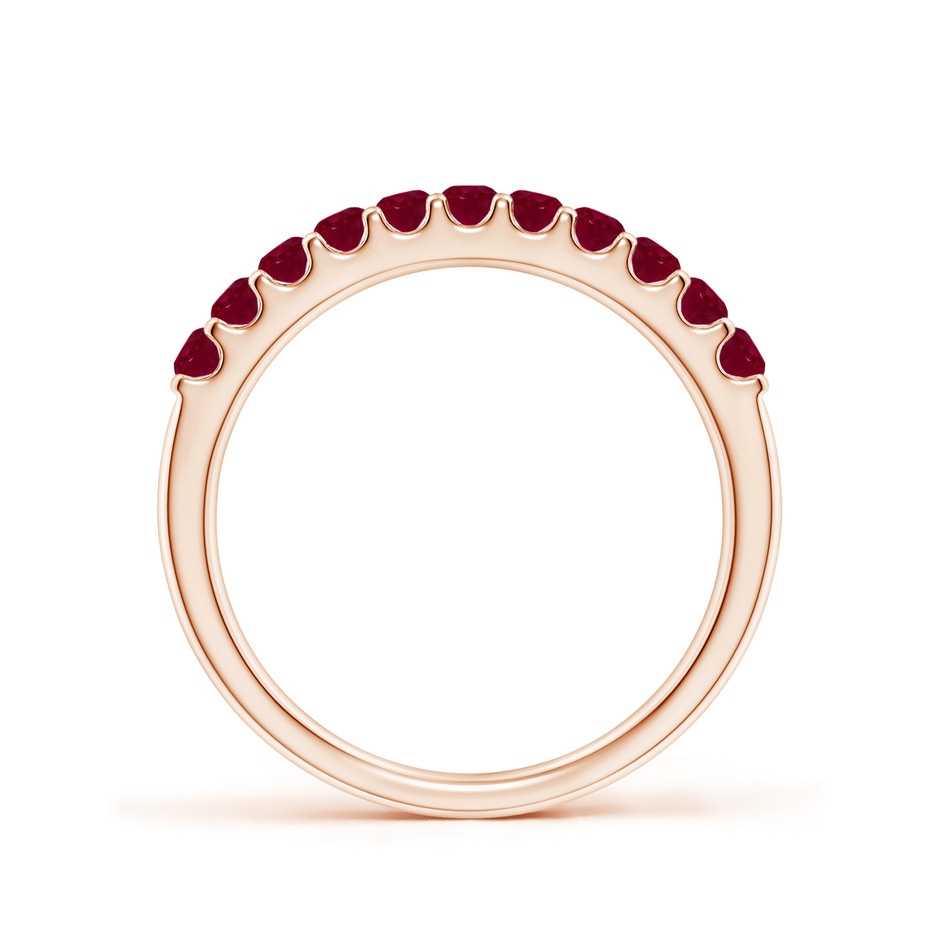 2.1mm A Shared Prong Set Half Eternity Ruby Wedding Band in Rose Gold side 199