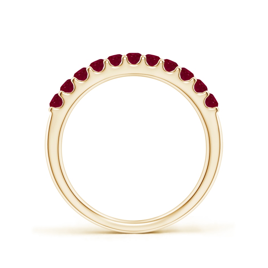 2.1mm A Shared Prong Set Half Eternity Ruby Wedding Band in Yellow Gold side 199