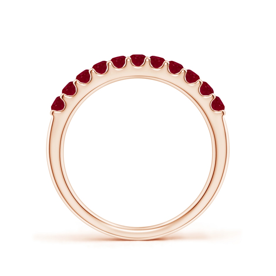 2.1mm AA Shared Prong Set Half Eternity Ruby Wedding Band in Rose Gold side 199