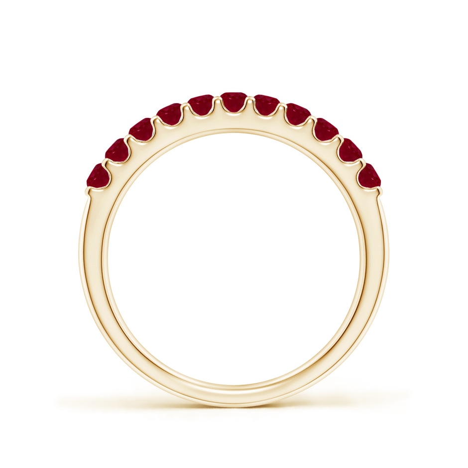 2.1mm AA Shared Prong Set Half Eternity Ruby Wedding Band in Yellow Gold side 199