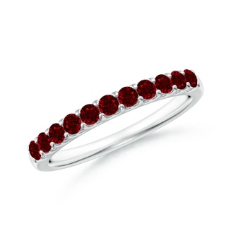 2.1mm AAAA Shared Prong Set Half Eternity Ruby Wedding Band in 9K White Gold