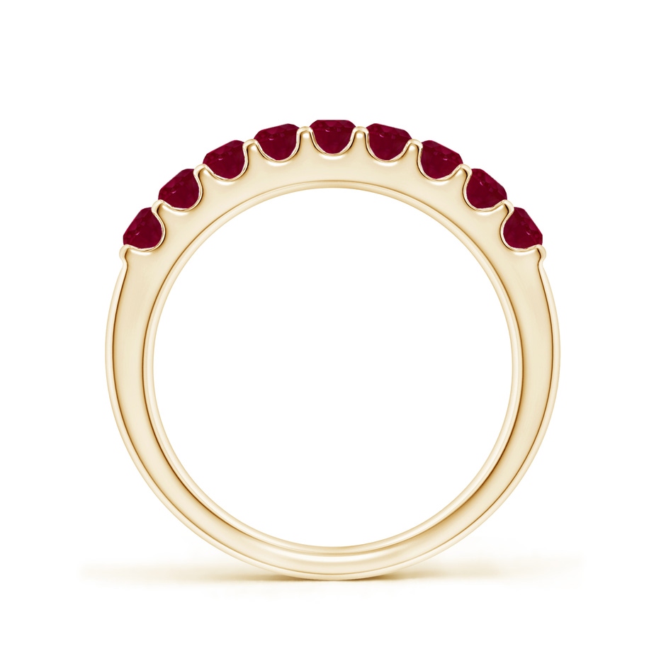 2.5mm A Shared Prong Set Half Eternity Ruby Wedding Band in Yellow Gold side 199