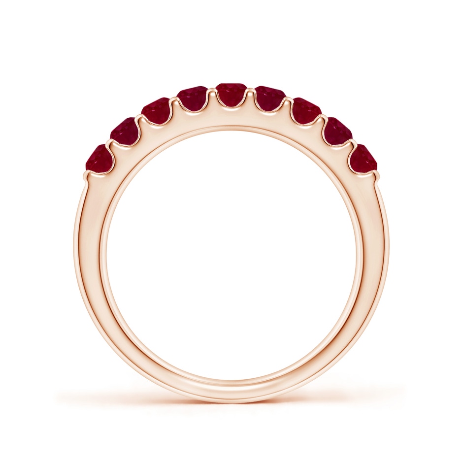 2.5mm AA Shared Prong Set Half Eternity Ruby Wedding Band in Rose Gold side 199