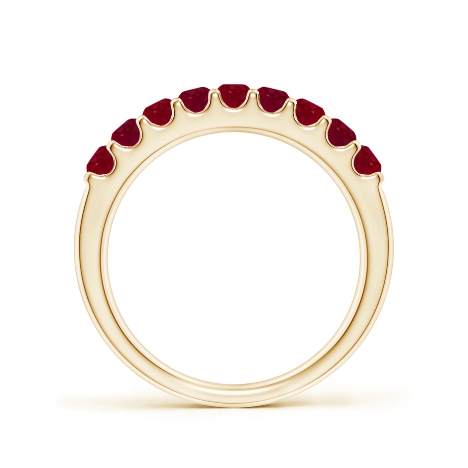 2.5mm AA Shared Prong Set Half Eternity Ruby Wedding Band in Yellow Gold side 199