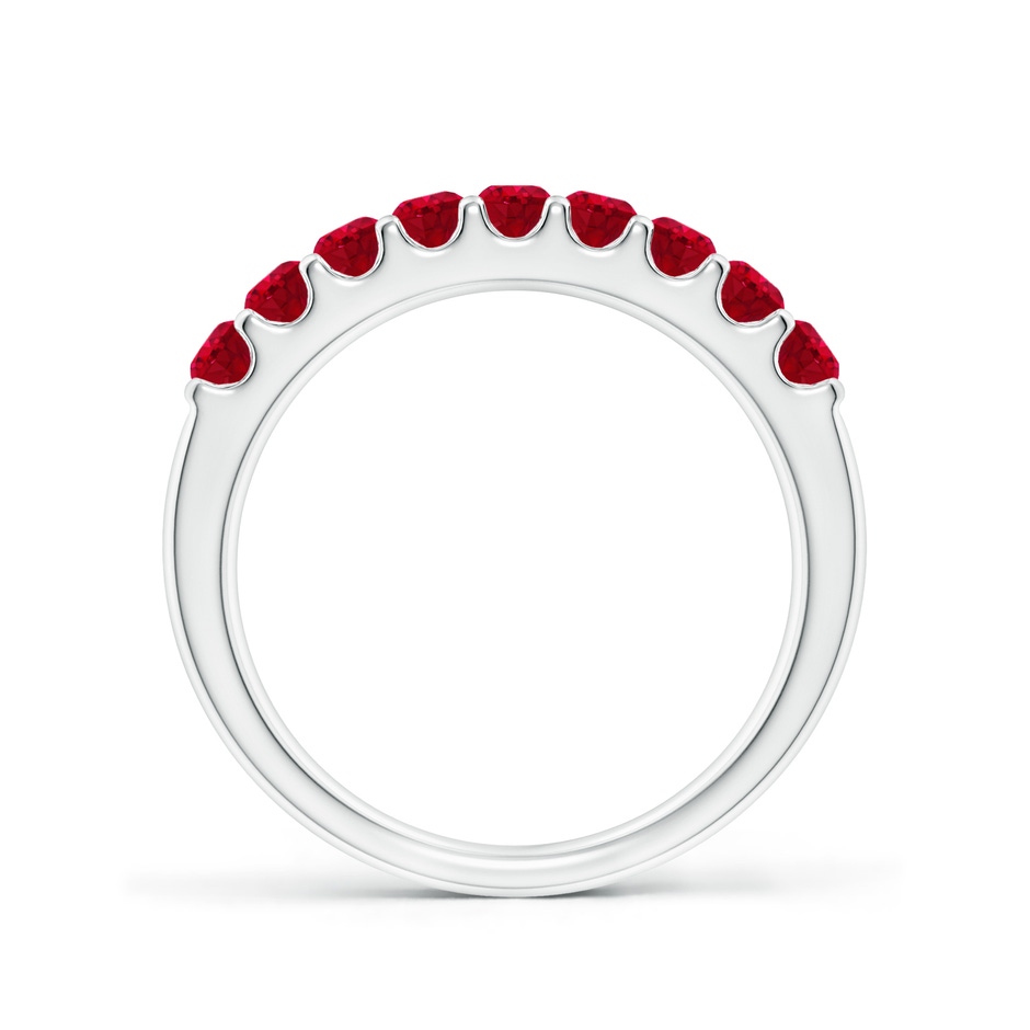 2.5mm AAA Shared Prong Set Half Eternity Ruby Wedding Band in P950 Platinum side 199