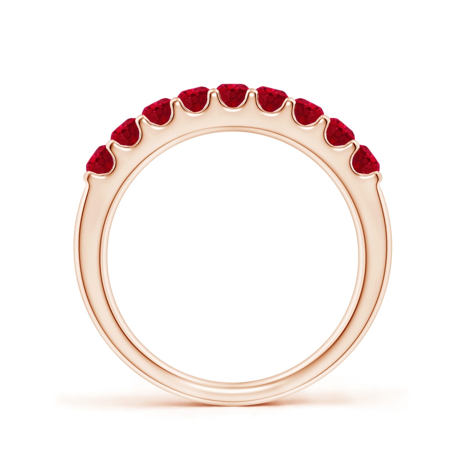 2.5mm AAA Shared Prong Set Half Eternity Ruby Wedding Band in Rose Gold side 199