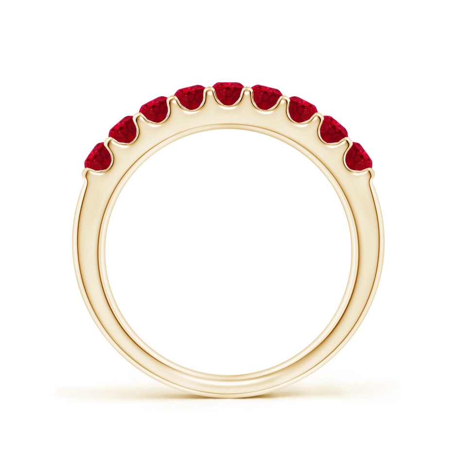 2.5mm AAA Shared Prong Set Half Eternity Ruby Wedding Band in Yellow Gold side 199