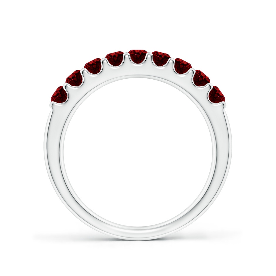 2.5mm AAAA Shared Prong Set Half Eternity Ruby Wedding Band in P950 Platinum side 199